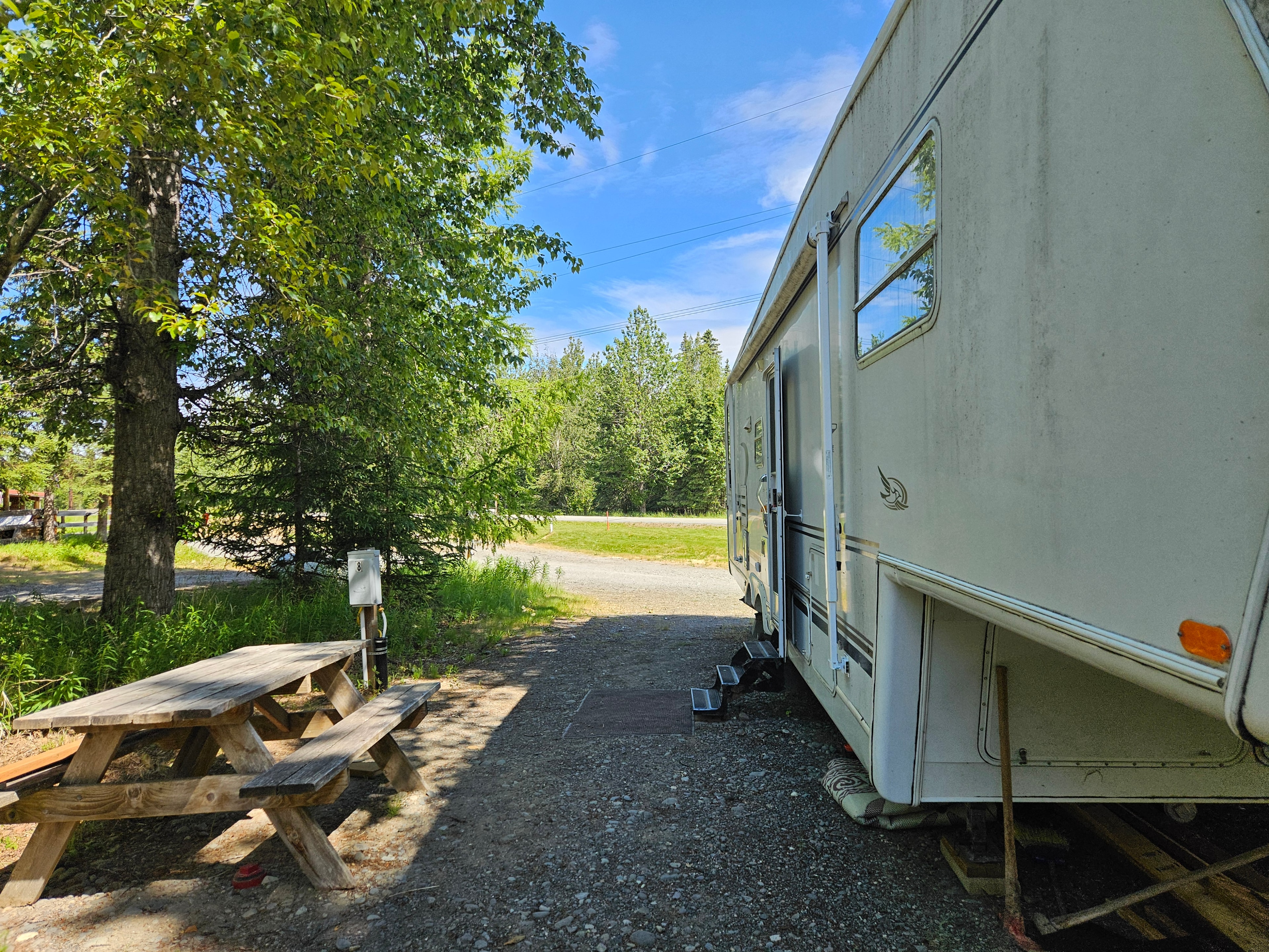 RV electrical and water hookup at campsite