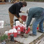 travjonjugs Filling jugs with RV antifreeze