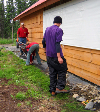 craigboysgravelside Filling gravel along the kitchen