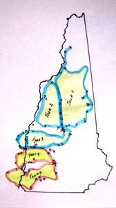 New Hampshire map with tours